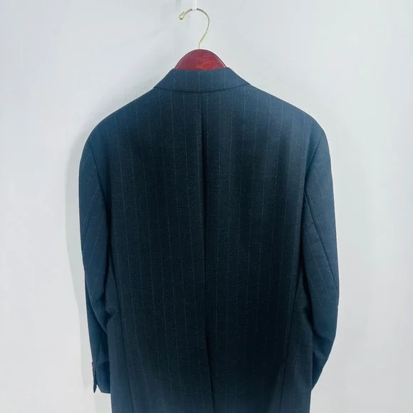 Vintage Chaps Ralph Lauren Long Sleeve Pinstripe Single Vent Blazer Blue Size 41